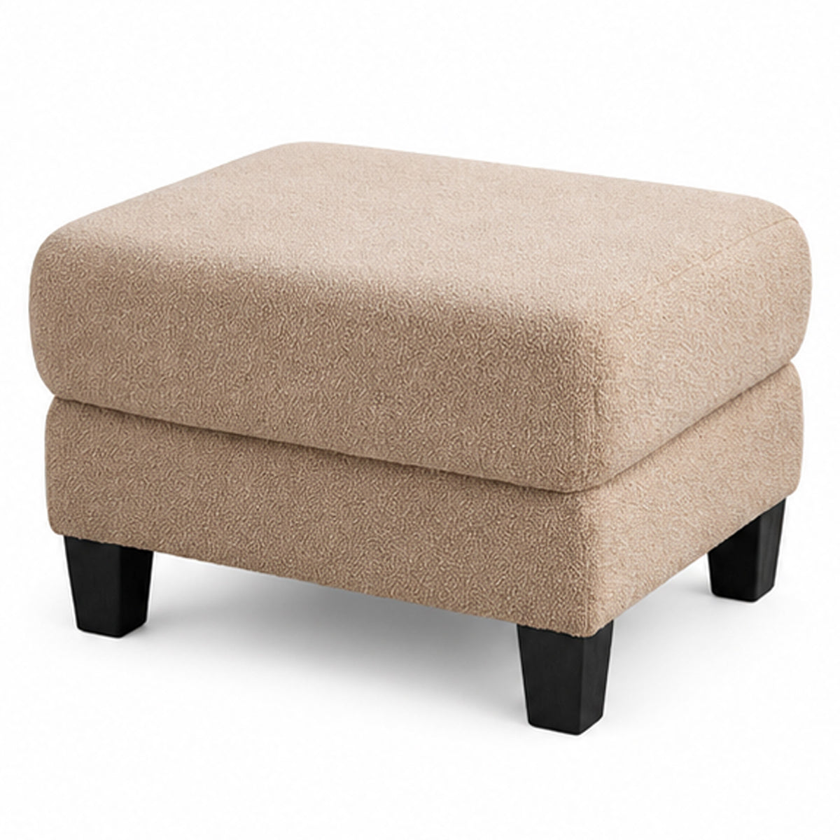 Cysa Storage Ottoman, Beige Boucle Upholstery, Brown Legs, 31 Inch   - BM353319