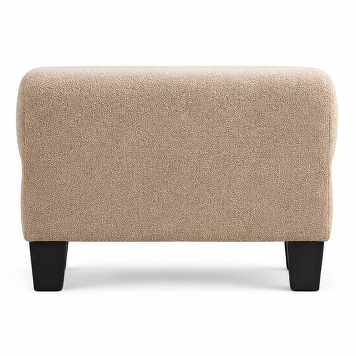 Cysa Storage Ottoman, Beige Boucle Upholstery, Brown Legs, 31 Inch   - BM353319