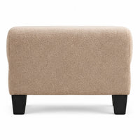 Cysa Storage Ottoman, Beige Boucle Upholstery, Brown Legs, 31 Inch   - BM353319