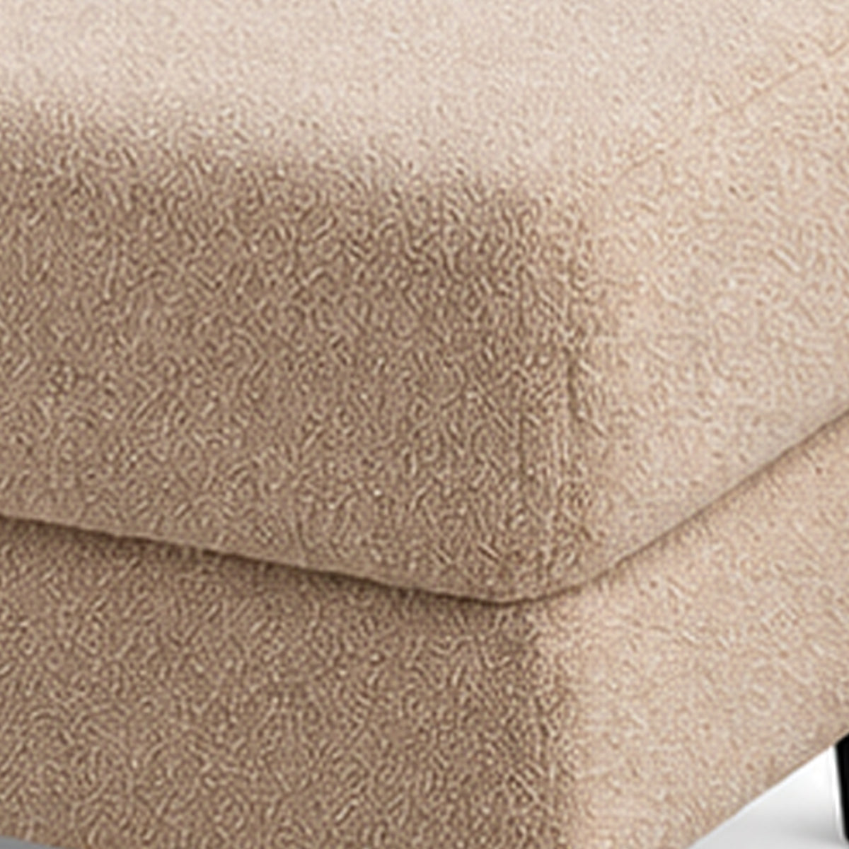 Cysa Storage Ottoman, Beige Boucle Upholstery, Brown Legs, 31 Inch   - BM353319