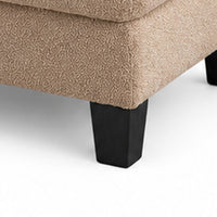 Cysa Storage Ottoman, Beige Boucle Upholstery, Brown Legs, 31 Inch   - BM353319