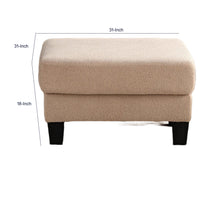 Cysa Storage Ottoman, Beige Boucle Upholstery, Brown Legs, 31 Inch   - BM353319