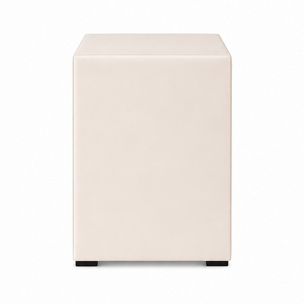 Fysa Nightstand, 2 Drawers, Crystal Knobs, Tufted Beige Upholstery - BM353320