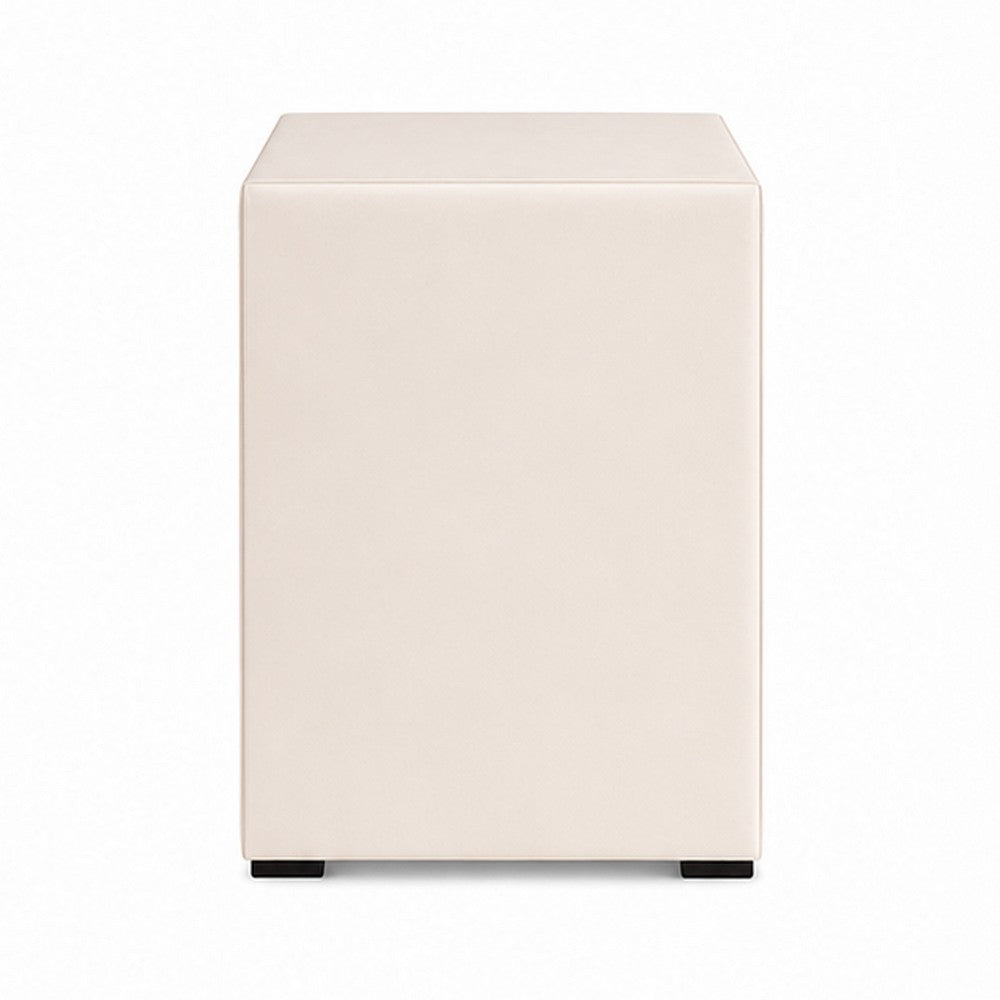Fysa Nightstand, 2 Drawers, Crystal Knobs, Tufted Beige Upholstery - BM353320