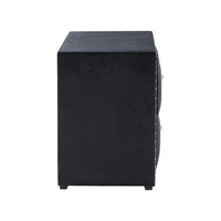 Fysa Nightstand, 2 Drawers, Crystal Knobs, Tufted Black Upholstery - BM353321
