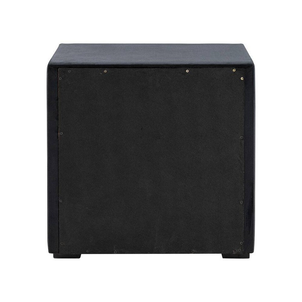 Fysa Nightstand, 2 Drawers, Crystal Knobs, Tufted Black Upholstery - BM353321
