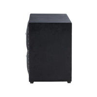 Fysa Nightstand, 2 Drawers, Crystal Knobs, Tufted Black Upholstery - BM353321