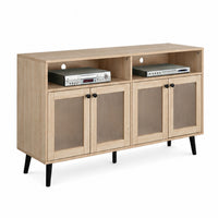 Iho TV Stand Media Cabinet, 4 Doors, Black Legs, 56 Inch Natural Brown  - BM353322