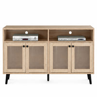 Iho TV Stand Media Cabinet, 4 Doors, Black Legs, 56 Inch Natural Brown  - BM353322