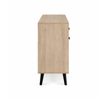 Iho TV Stand Media Cabinet, 4 Doors, Black Legs, 56 Inch Natural Brown  - BM353322