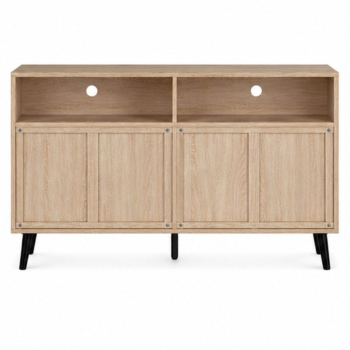Iho TV Stand Media Cabinet, 4 Doors, Black Legs, 56 Inch Natural Brown  - BM353322
