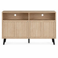Iho TV Stand Media Cabinet, 4 Doors, Black Legs, 56 Inch Natural Brown  - BM353322