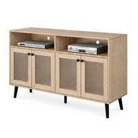 Iho TV Stand Media Cabinet, 4 Doors, Black Legs, 56 Inch Natural Brown  - BM353322
