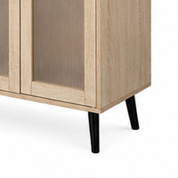 Iho TV Stand Media Cabinet, 4 Doors, Black Legs, 56 Inch Natural Brown  - BM353322