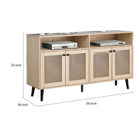 Iho TV Stand Media Cabinet, 4 Doors, Black Legs, 56 Inch Natural Brown  - BM353322