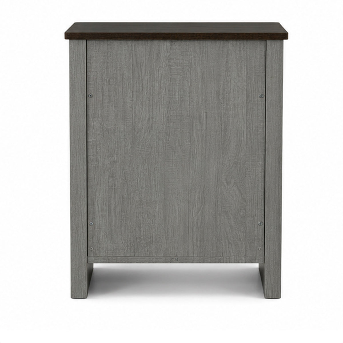 Gera Side Table, 16 Inch Dark Brown Top, X Barn Door, Open Shelf, Gray  - BM353323