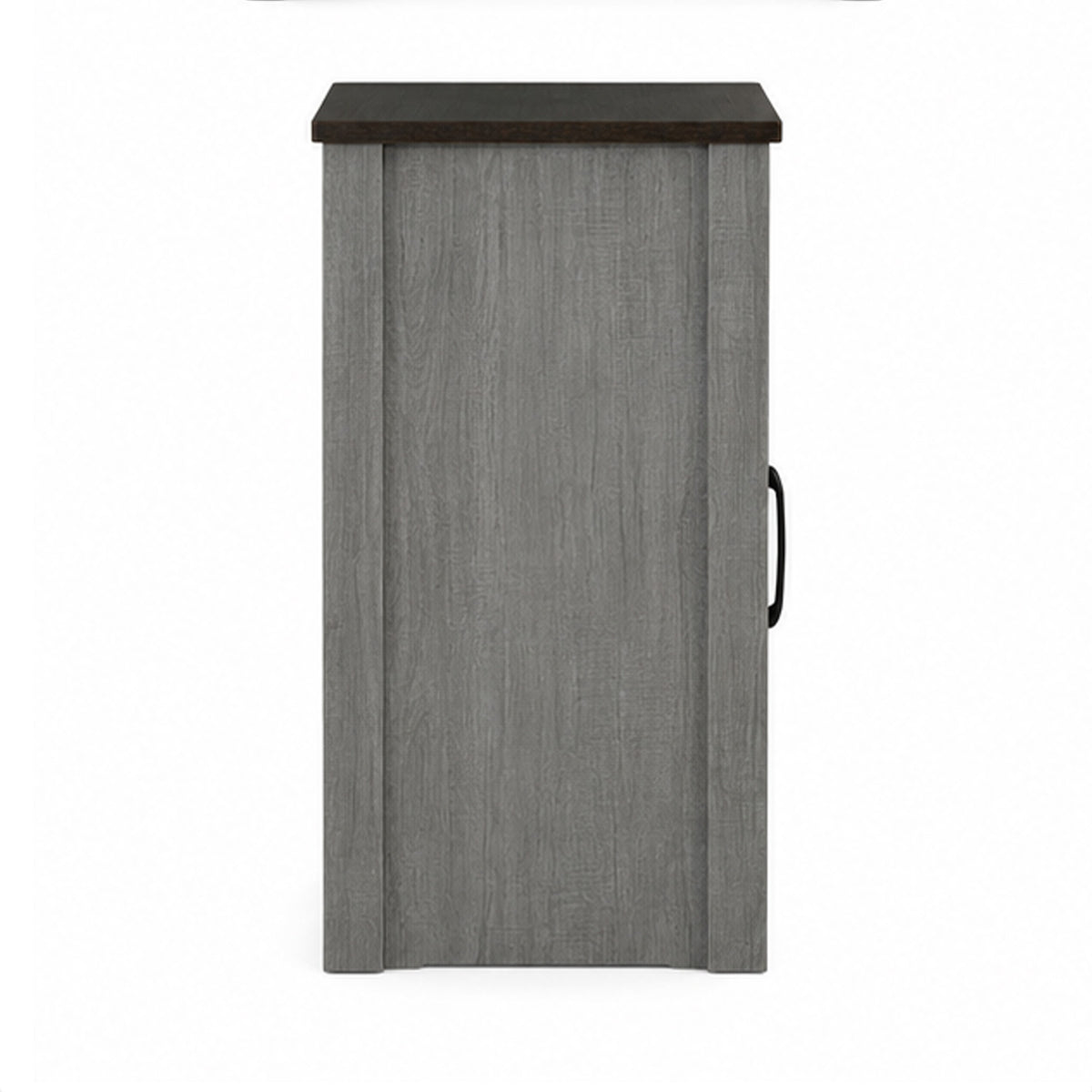 Gera Side Table, 16 Inch Dark Brown Top, X Barn Door, Open Shelf, Gray  - BM353323