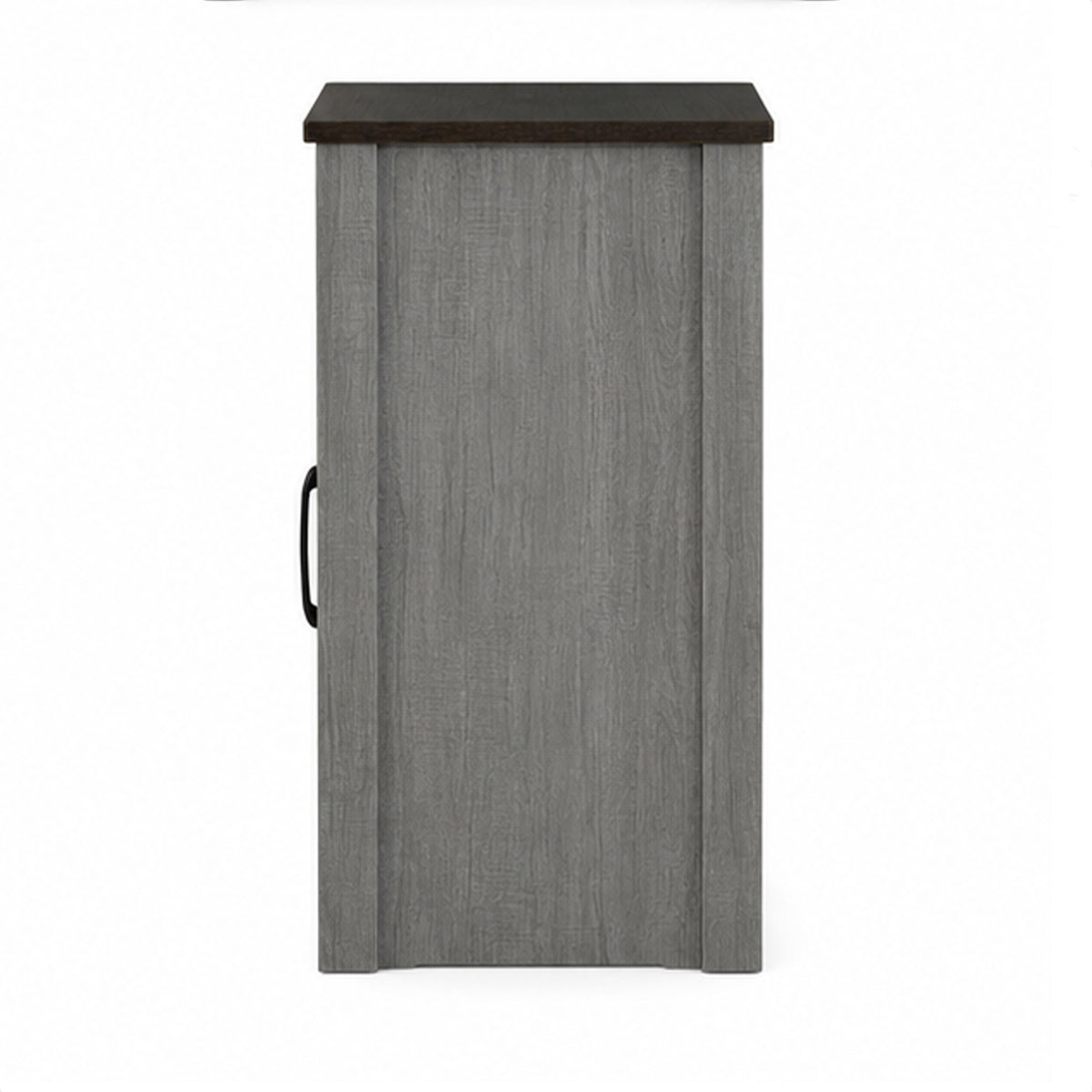 Gera Side Table, 16 Inch Dark Brown Top, X Barn Door, Open Shelf, Gray  - BM353323