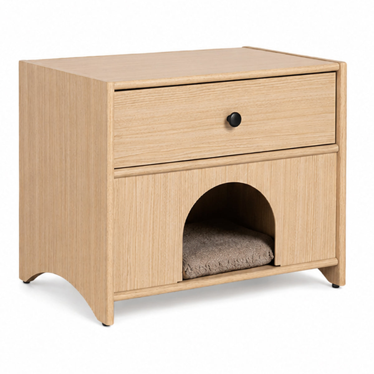 Cera Side End Table with Pet Nook, 1 Drawer, 16 Inch Natural Brown  - BM353324