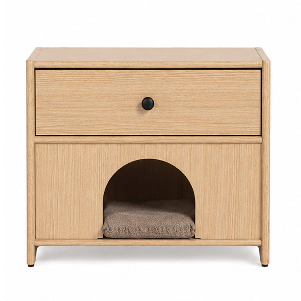 Cera Side End Table with Pet Nook, 1 Drawer, 16 Inch Natural Brown  - BM353324