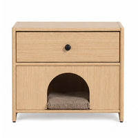 Cera Side End Table with Pet Nook, 1 Drawer, 16 Inch Natural Brown  - BM353324