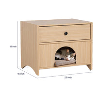 Cera Side End Table with Pet Nook, 1 Drawer, 16 Inch Natural Brown  - BM353324
