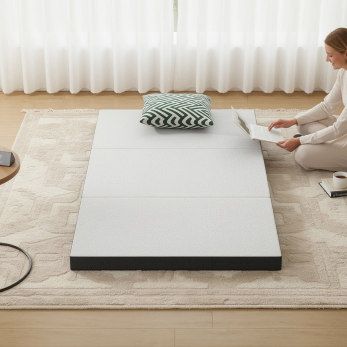 Lesa Queen Size Mattress Topper, Gel Infused Trifold Memory Foam, 3 Inch  - BM353325