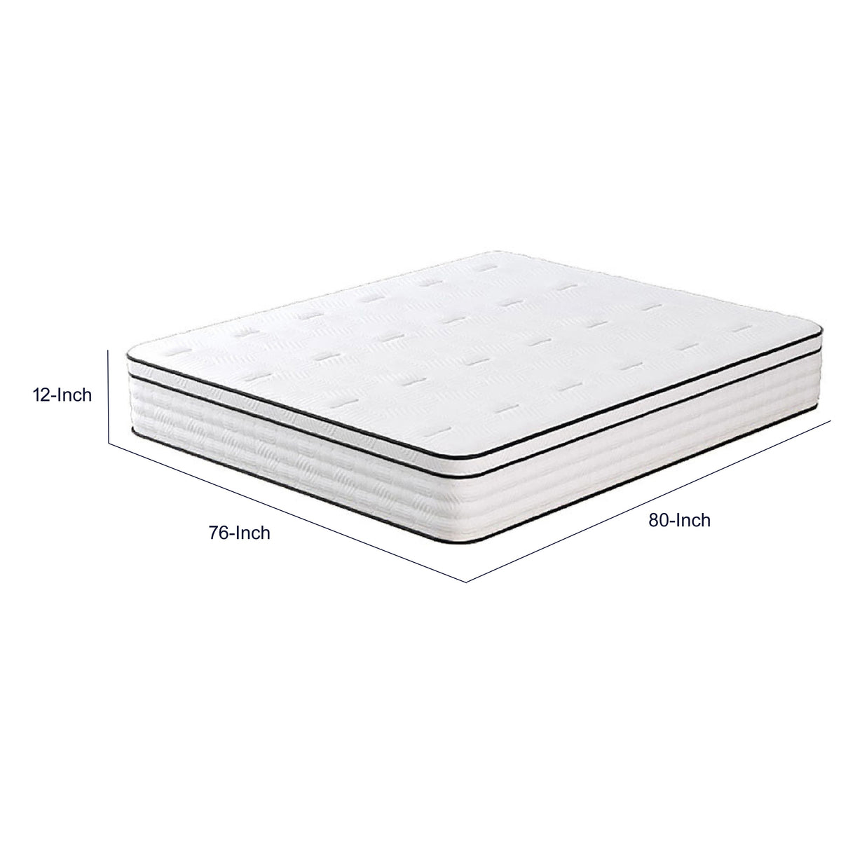 Mysa King Size Euro Top Mattress, Pocket Coil Springs, 12 Inch White  - BM353329