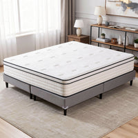 Mysa King Size Euro Top Mattress, Pocket Coil Springs, 12 Inch White  - BM353329