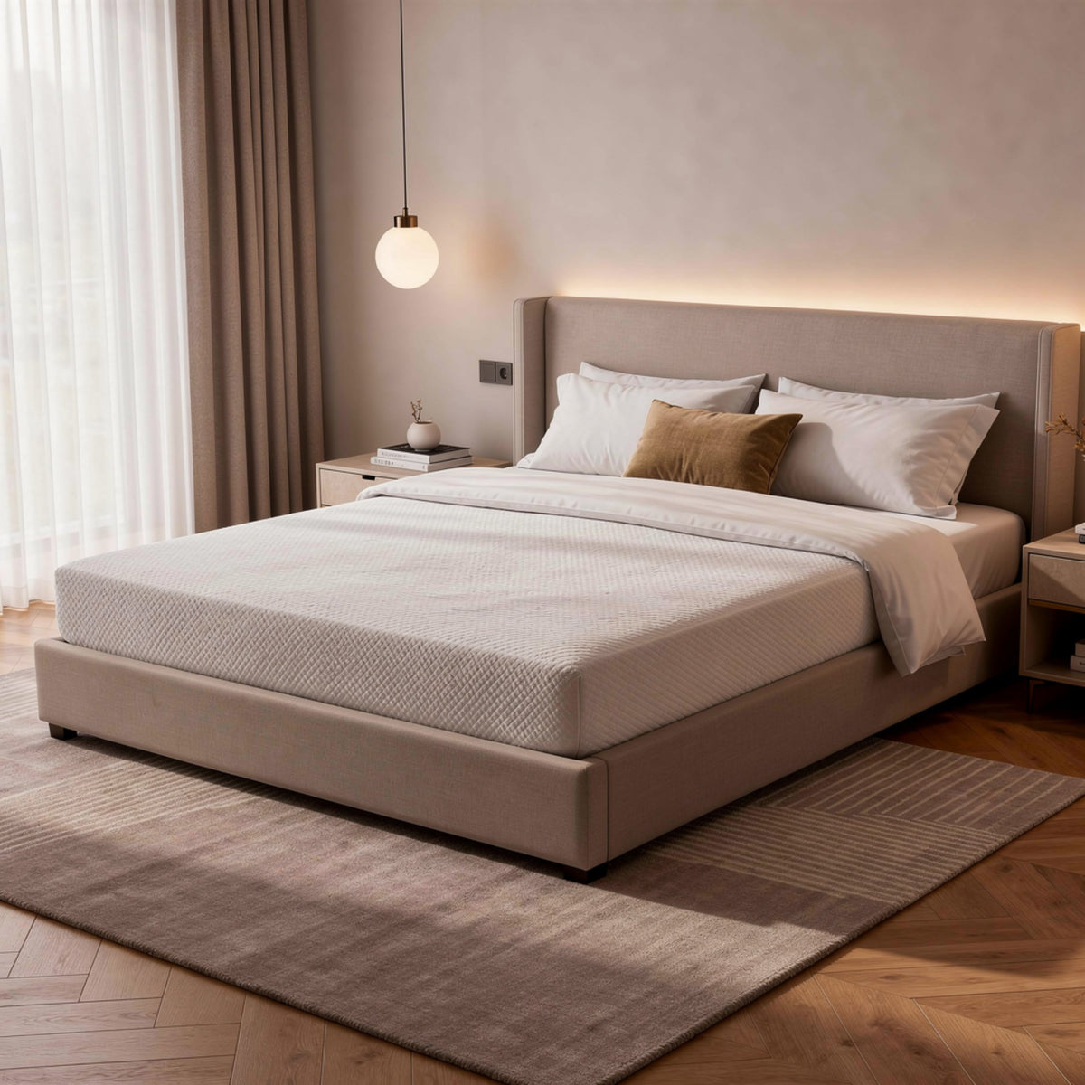 Aysa California King Mattress, Memory Foam, White Polyester, 8 Inch  - BM353336