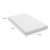 Aysa Twin Size Mattress, Memory Foam, White Polyester Cover, 10 Inch  - BM353345