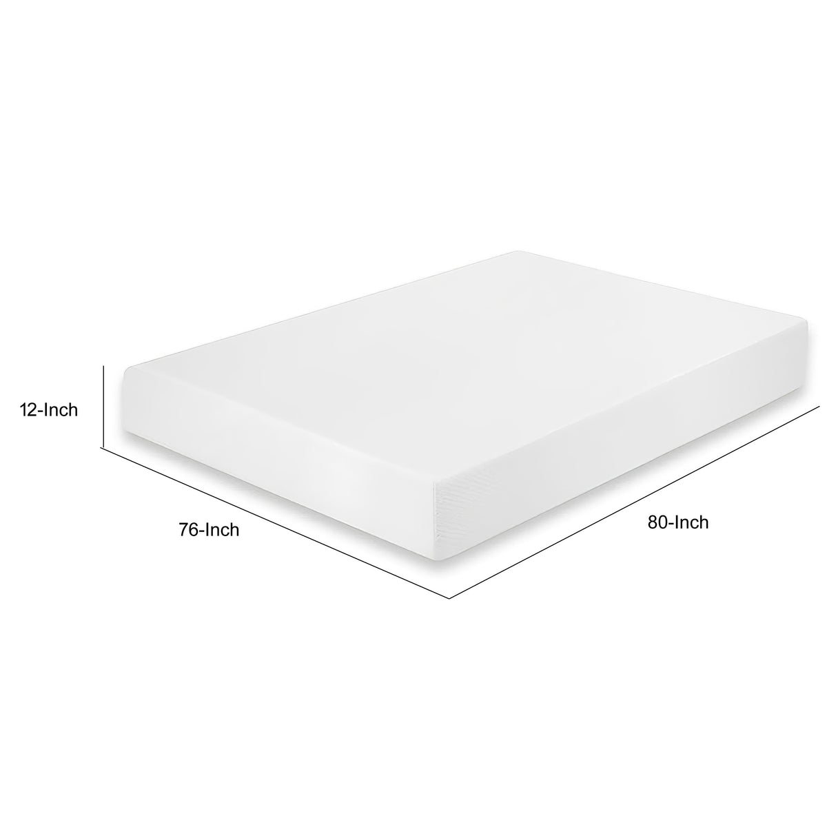 Aysa King Size Mattress, Memory Foam, White Polyester Cover, 12 Inch  - BM353346