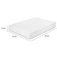 Aysa King Size Mattress, Memory Foam, White Polyester Cover, 12 Inch  - BM353346