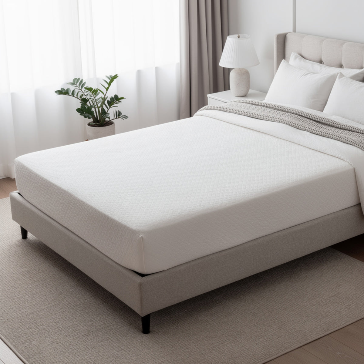 Aysa King Size Mattress, Memory Foam, White Polyester Cover, 12 Inch  - BM353346