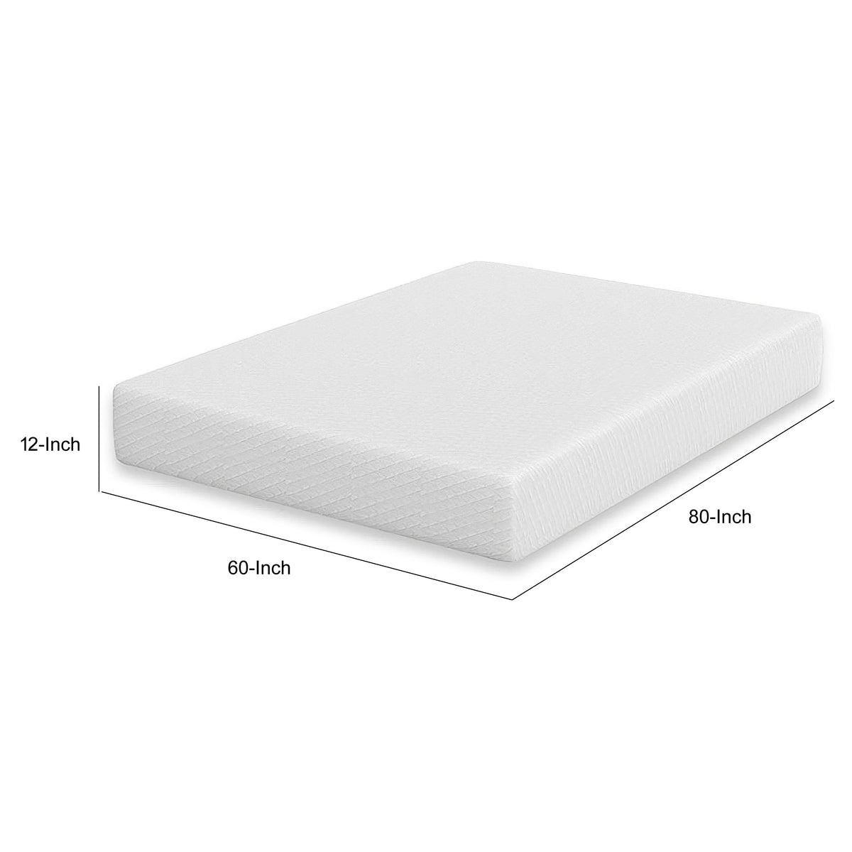 Aysa Queen Size Mattress, Memory Foam, White Polyester Cover, 12 Inch  - BM353348