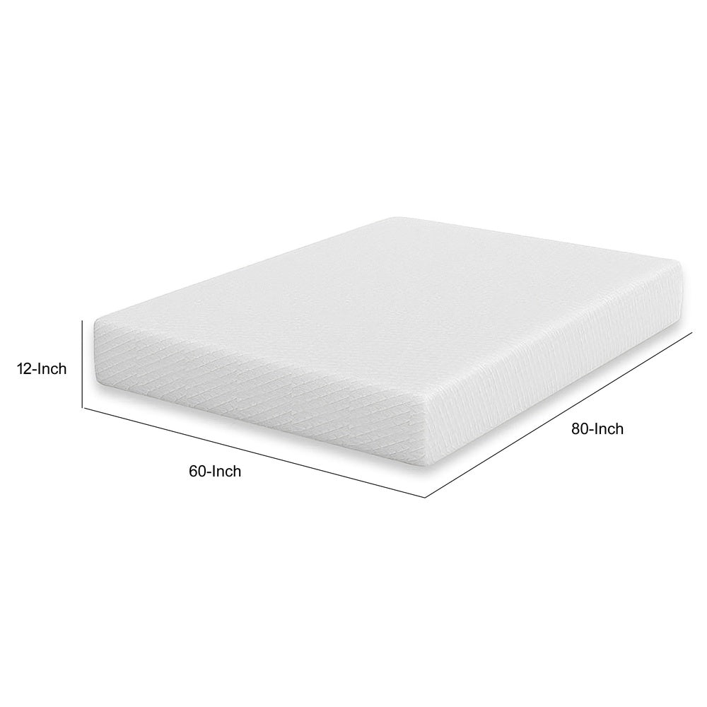 Aysa Queen Size Mattress, Memory Foam, White Polyester Cover, 12 Inch  - BM353348