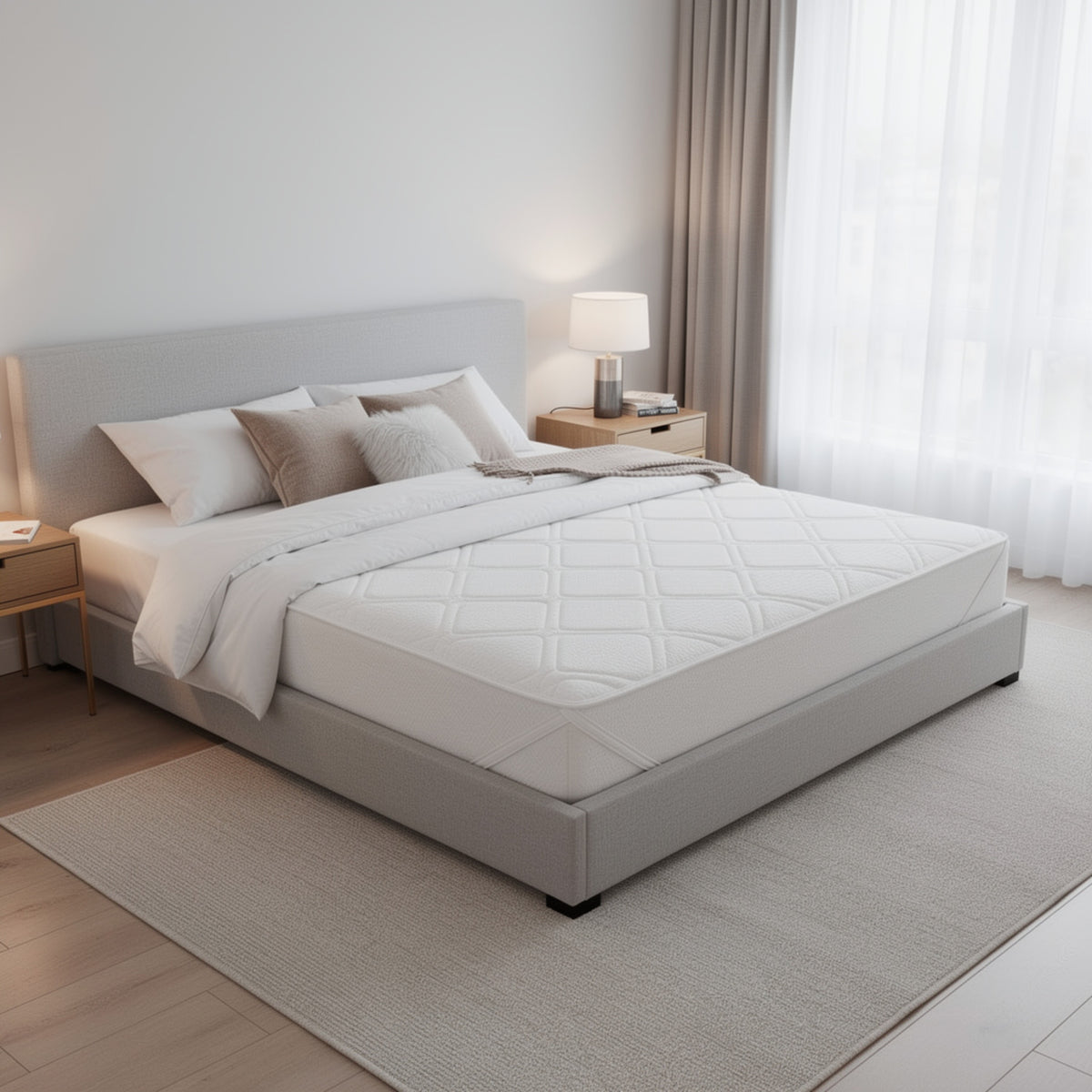 Aysa Queen Size Mattress, Memory Foam, White Polyester Cover, 12 Inch  - BM353348