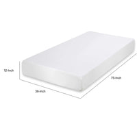 Aysa Twin Size Mattress, Memory Foam, White Polyester Cover, 12 Inch  - BM353349