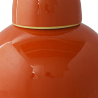 Decorative Ginger Jar with Dome Lid, Orange Glazed Ceramic, 11 Inch-BM353395
