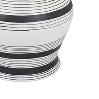 Decorative Ginger Jar with Lid, Black and White Striped Ceramic, 12 Inch-BM353396