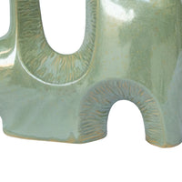 Decorative Vase, Dual Neck Sculptural Art, Sage Green Ceramic, 14 Inch-BM353397