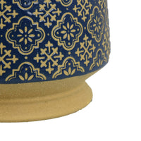 Hea Decorative Planter, Blue Gold Moroccan Pattern Footed Bowl, 10 Inch-BM353399