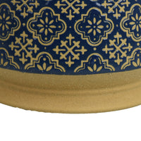 Hea Decorative Planter, Blue Gold Moroccan Pattern Footed Bowl, 10 Inch-BM353399