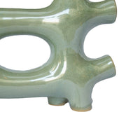 Sculptural Vase Décor, Glazed Abstract Art, 17 Inch Sage Green Ceramic-BM353400