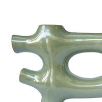 Sculptural Vase Décor, Glazed Abstract Art, 17 Inch Sage Green Ceramic-BM353400