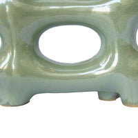 Sculptural Vase Décor, Glazed Abstract Art, 17 Inch Sage Green Ceramic-BM353400