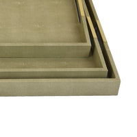 Koi 3pc Nested Serving Tray Set, Faux Shagreen Texture, Sage Green Wood-BM353401