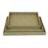 Koi 3pc Nested Serving Tray Set, Faux Shagreen Texture, Sage Green Wood-BM353401