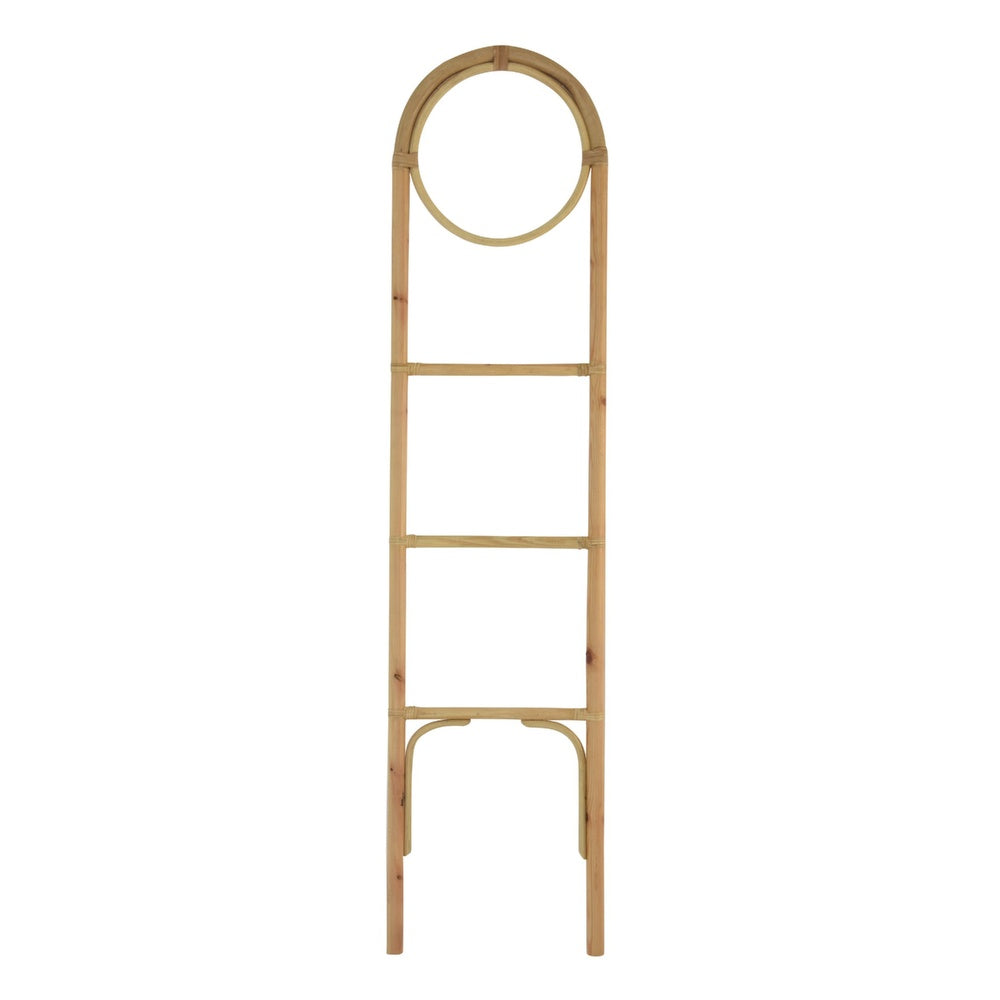 Kinu Decorative Ladder Rack with Round Top, Natural Brown Fiber, 72 Inch-BM353403