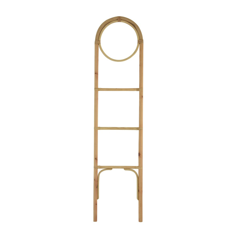 Kinu Decorative Ladder Rack with Round Top, Natural Brown Fiber, 72 Inch-BM353403